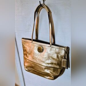 Antique Gold Coach Tote